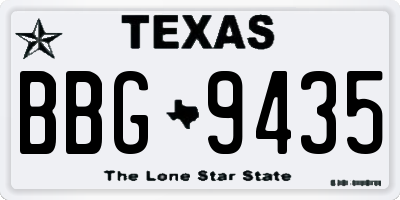 TX license plate BBG9435