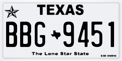TX license plate BBG9451
