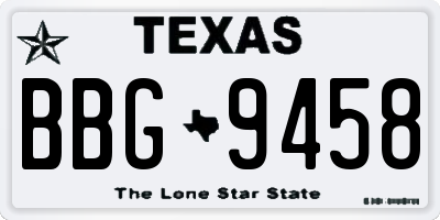 TX license plate BBG9458