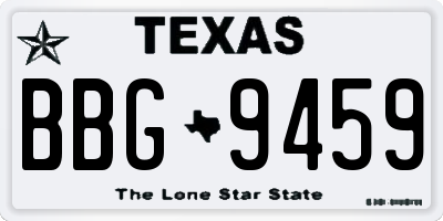 TX license plate BBG9459