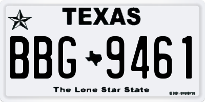 TX license plate BBG9461
