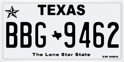 TX license plate BBG9462