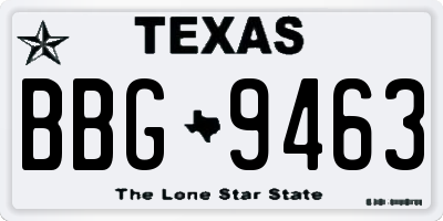 TX license plate BBG9463