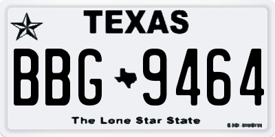 TX license plate BBG9464