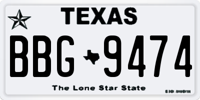 TX license plate BBG9474