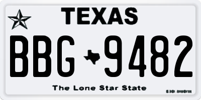 TX license plate BBG9482