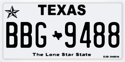 TX license plate BBG9488