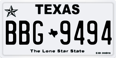 TX license plate BBG9494