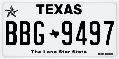 TX license plate BBG9497