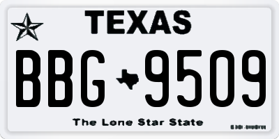 TX license plate BBG9509