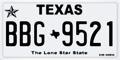 TX license plate BBG9521