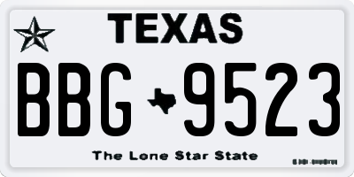 TX license plate BBG9523