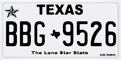 TX license plate BBG9526