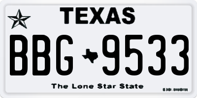 TX license plate BBG9533