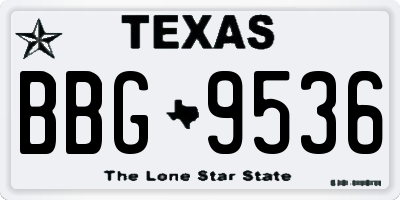 TX license plate BBG9536