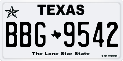 TX license plate BBG9542