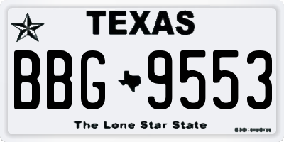 TX license plate BBG9553