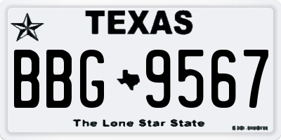 TX license plate BBG9567