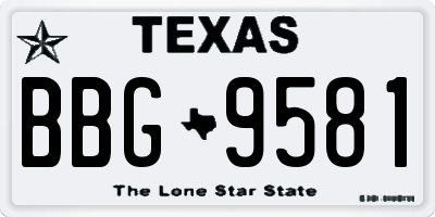 TX license plate BBG9581
