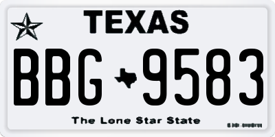 TX license plate BBG9583