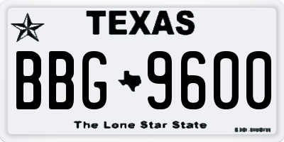 TX license plate BBG9600