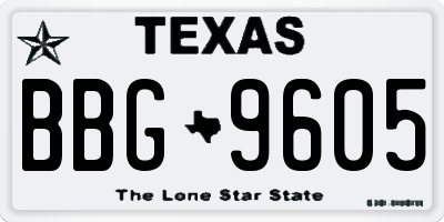 TX license plate BBG9605