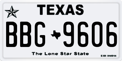 TX license plate BBG9606