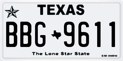 TX license plate BBG9611