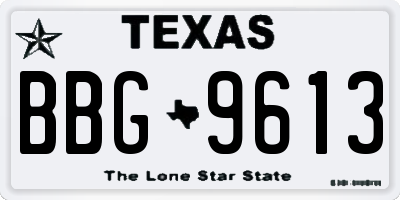 TX license plate BBG9613