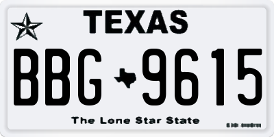 TX license plate BBG9615