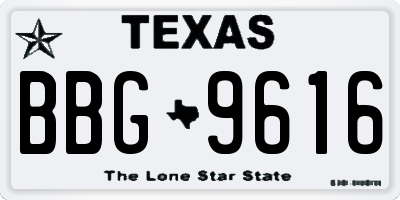 TX license plate BBG9616