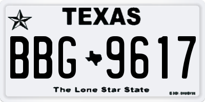 TX license plate BBG9617