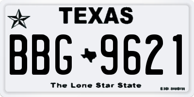TX license plate BBG9621
