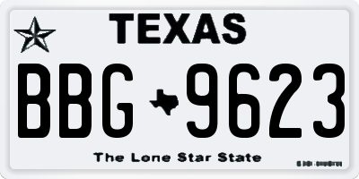 TX license plate BBG9623