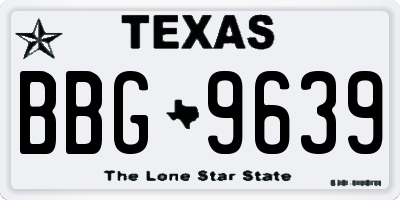 TX license plate BBG9639