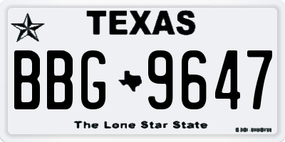 TX license plate BBG9647