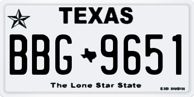 TX license plate BBG9651