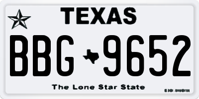 TX license plate BBG9652