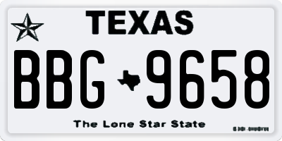 TX license plate BBG9658