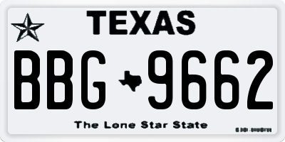 TX license plate BBG9662