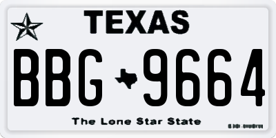 TX license plate BBG9664