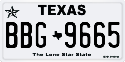 TX license plate BBG9665