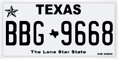 TX license plate BBG9668