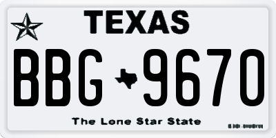 TX license plate BBG9670