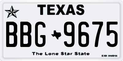 TX license plate BBG9675