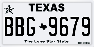 TX license plate BBG9679