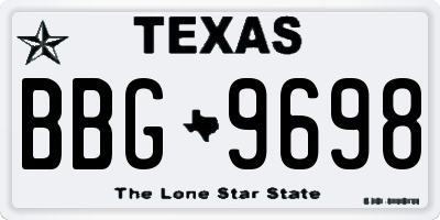 TX license plate BBG9698