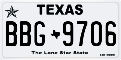 TX license plate BBG9706