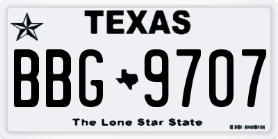 TX license plate BBG9707
