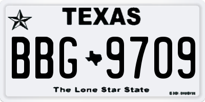TX license plate BBG9709